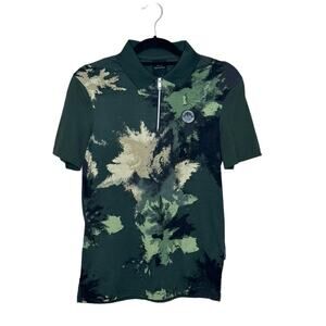 Armani Exchange green tan Camp short sleeves polo shirt size XS